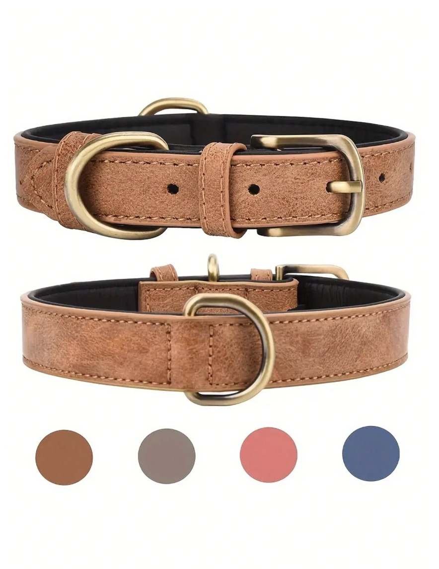 Vòng Cổ Da Retro cho chó - Giảm Sốc, Chống Giật PawLuxe
