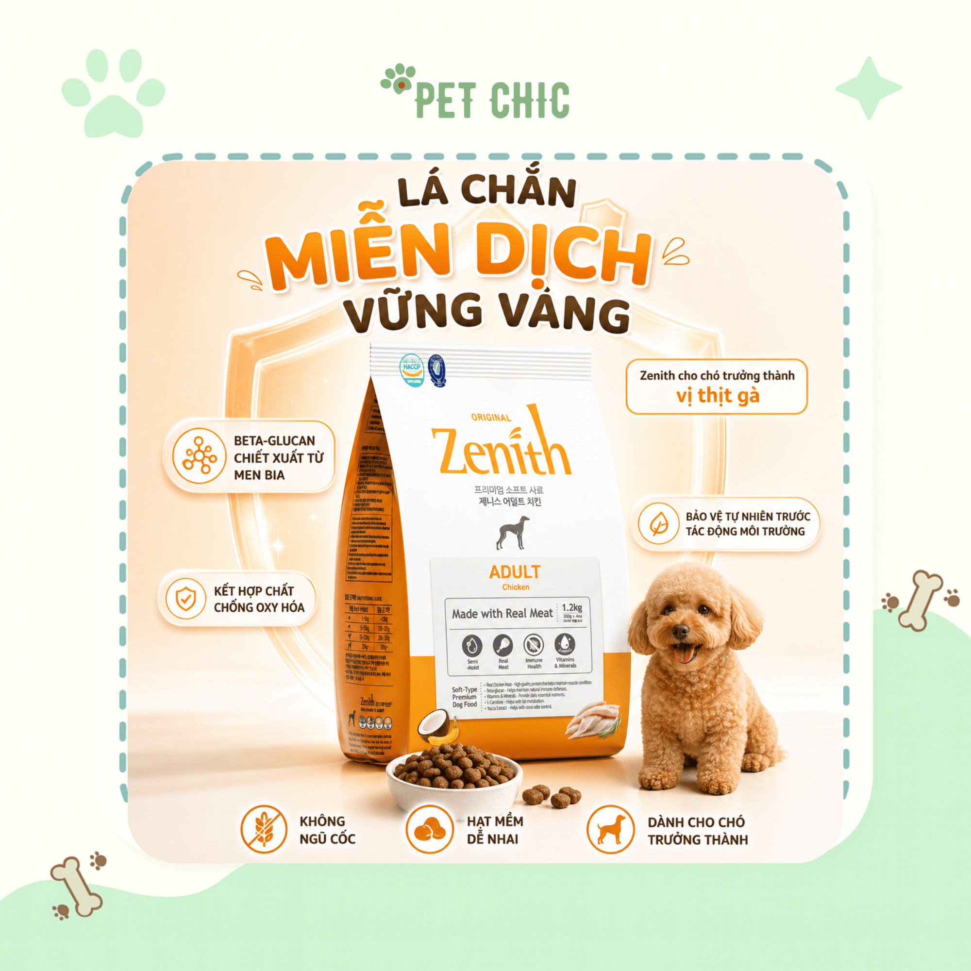 [1.2kg] Hạt Mềm Zenith Vị Gà Cho Chó Trưởng Thành