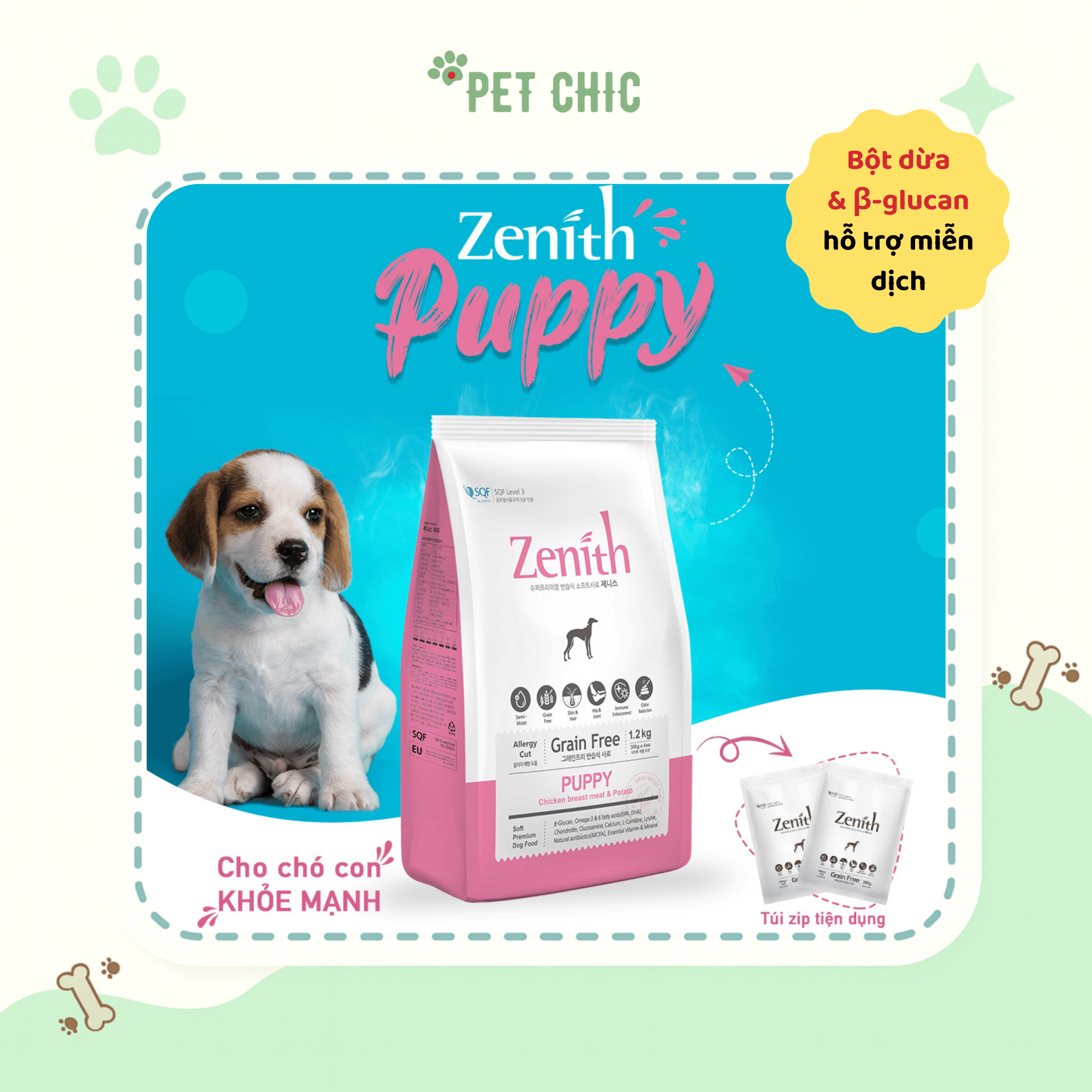 [3kg] Hạt Mềm Zenith Cho Chó Con