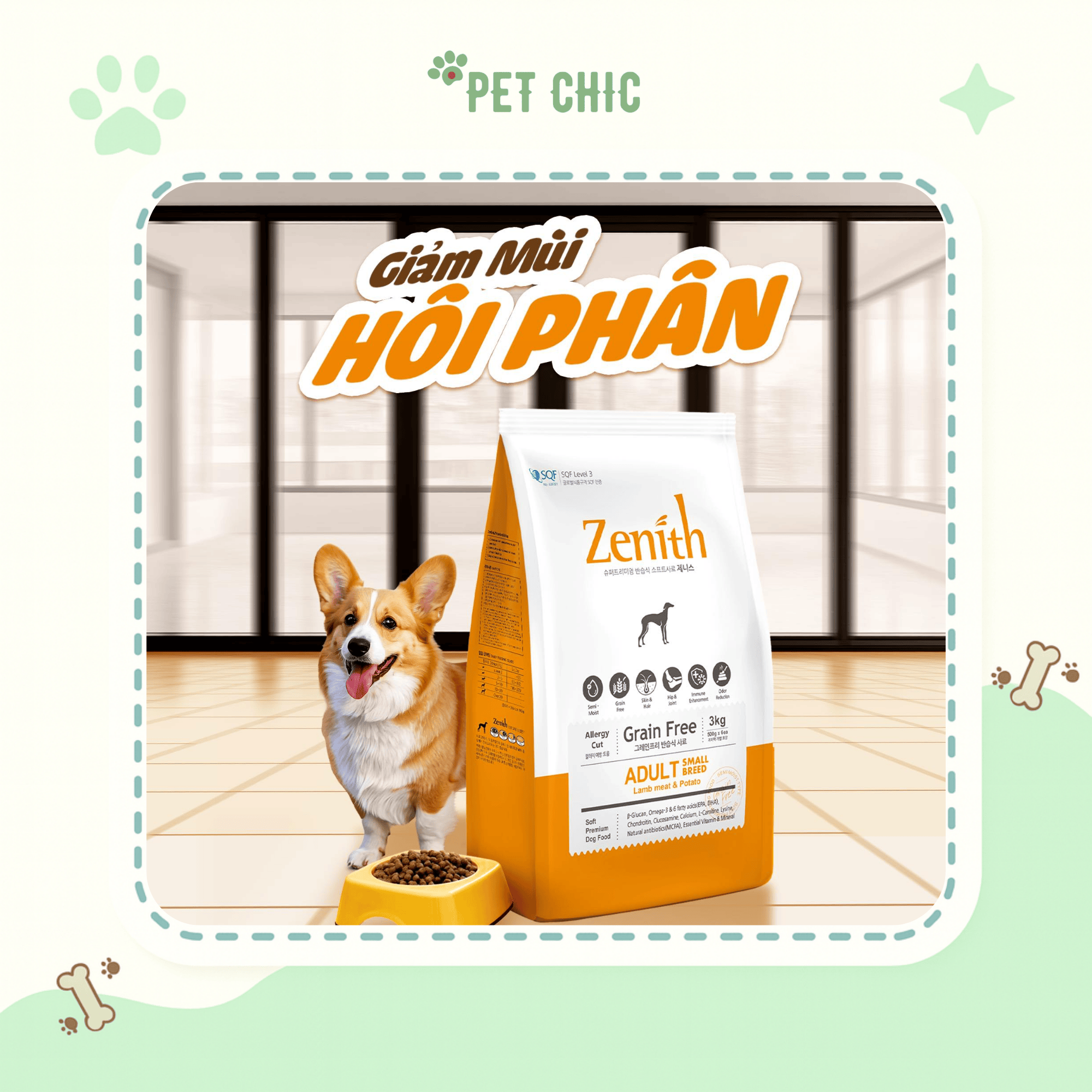 [3kg] Hạt Mềm Zenith Vị Gà Cho Chó Trưởng Thành