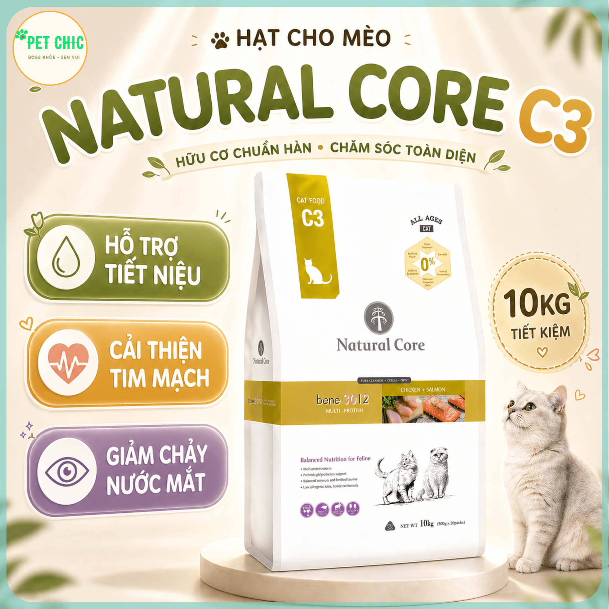 [10kg] Hạt Cho Mèo Natural Core C3
